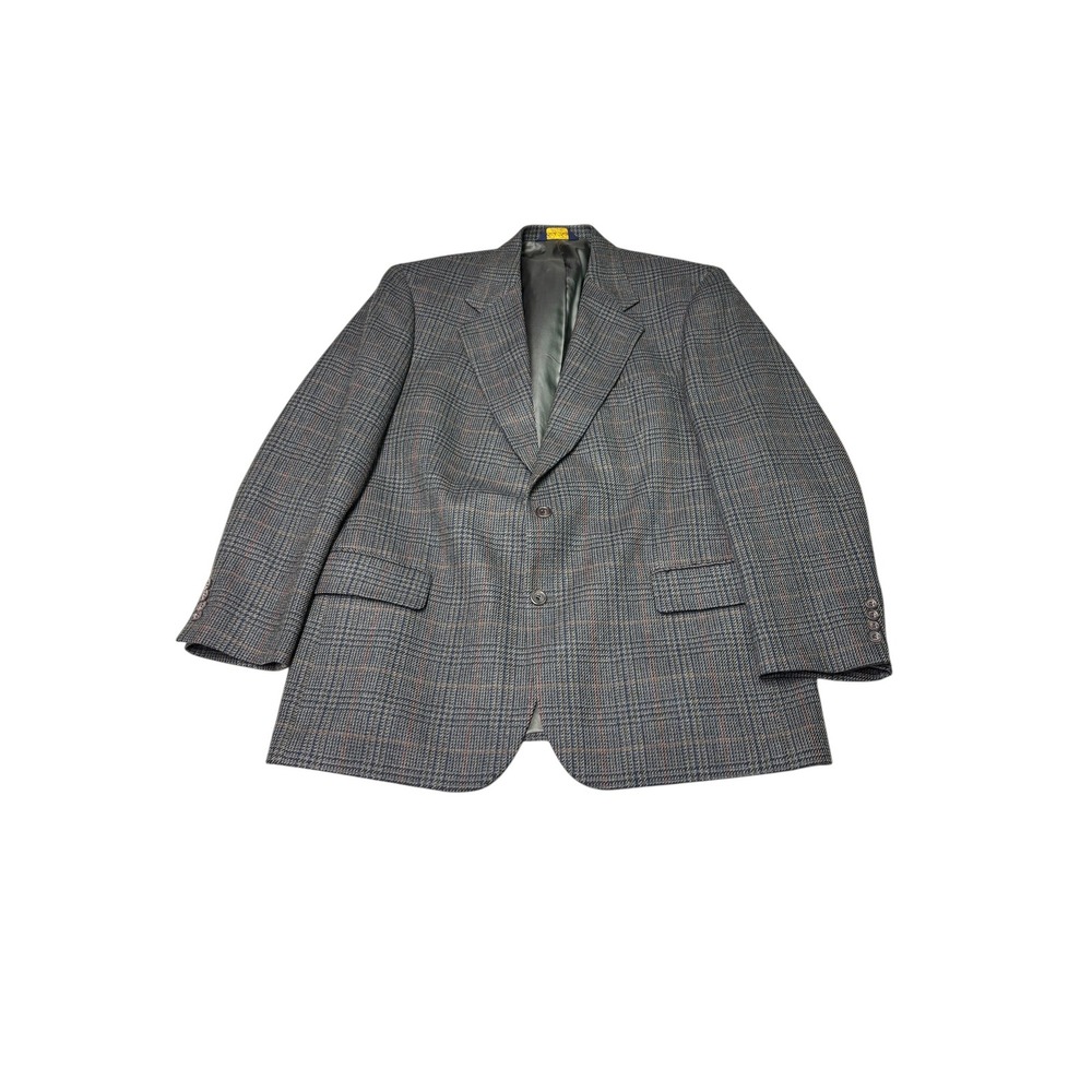 Vintage Brooks Brothers Mens 44R Grey Glen Plaid Wool Blazer Sport Coat Made USA